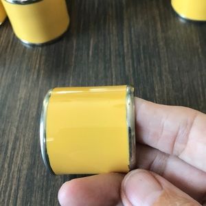 12 Metal & Enamel Yellow Napkin Rings